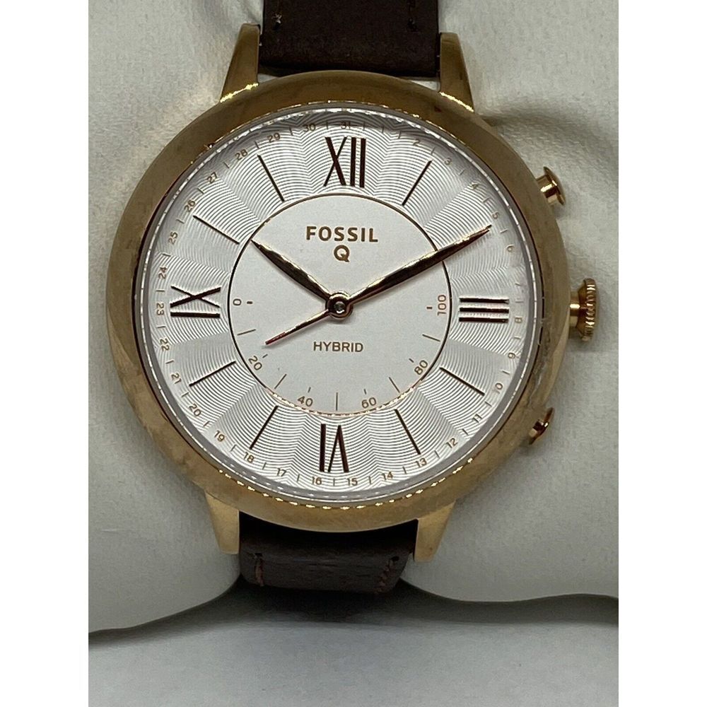 Fossil FTW5030 Women's Brown Leather Analog White Dial Hybrid Smartwatch CM442